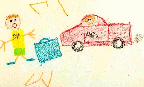 Child Art mom in car suitcase m